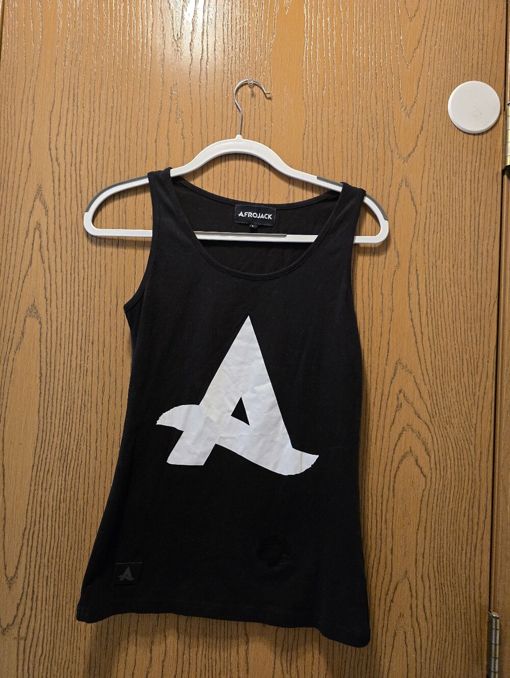 Afrojack Black Soft Knit Fabric Tank Top with White 'A' Logo Large Edm